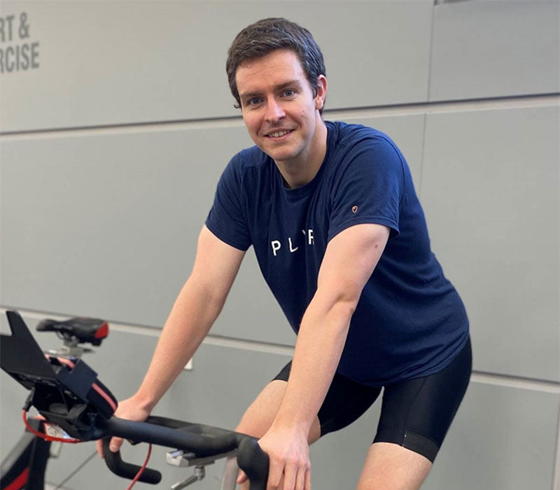 Ross Kirkwood, training on a Wattbike Pro at the University of Edinburgh